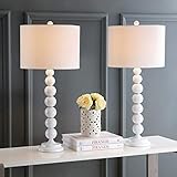 Safavieh Lighting Collection Jenna White Stacked Ball 32-inch Bedroom Living Room Home Office Desk Nightstand Table Lamp (Set of 2) - LED Bulbs Included