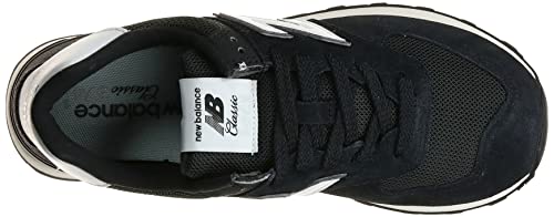 New Balance Tênis unissex adulto 574 V2 History, Preto/branco, 12 Wide Women/10.5 Men