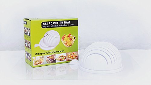 Salad Bowl Chopper, a 60 second salad cutter bowl that serves as a salad drainer, vegetable and fruit slicer and salad bowl. The perfect salad slicer every kitchen needs.