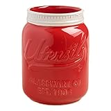 Red Ceramic Mason Jar Utensil Holder by World Market