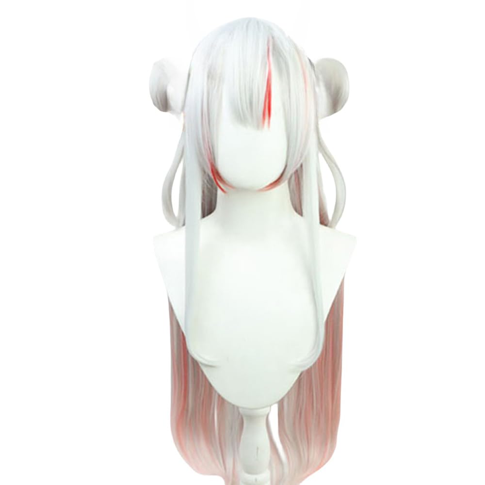 Amazon.co.jp: ロングペン 百鬼あやめ コスプレウィッグ 白灰色 赤色