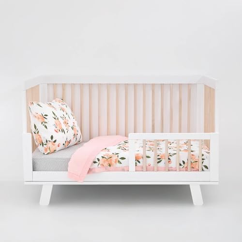 Image of Little Unicorn Toddler Bedding 3-Piece Set | Includes Comforter, Crib Sheet & Pillowcase | Soft & Breathable Muslin Fabric | for Convertible Cribs & Toddler Beds (Watercolor Roses Grande)