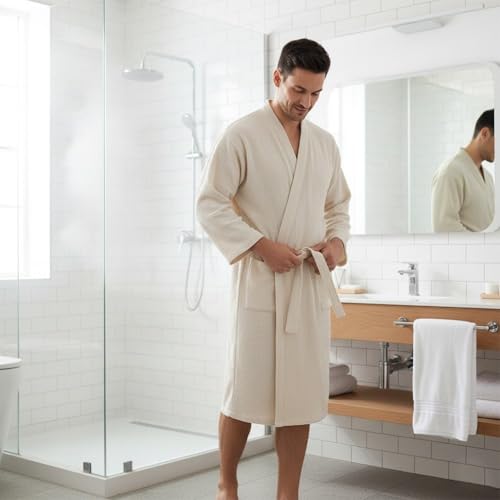 Kimono yukata transpirable de algodón para evitar el calor al dormir 4