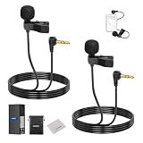 NEEWER LM5 Mini Microfono Lavalier (2 Pezzi), Mic Lav a Condensatore a Clip TRS 3,5mm Cablato 2m con Panno di Pulizia Compatibile con DJI Mic Rode Wireless Go II NEEWER CM28 CM31 Fotocamera