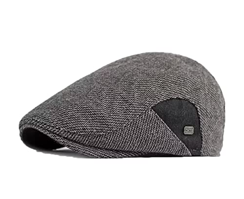 QICHEN Vintage Béret Homme Casquette Plate Hiver Cotton Réglable Chapeau Irlandaise Casquette Souple Newsboy Flat Cap (Gris) Cover