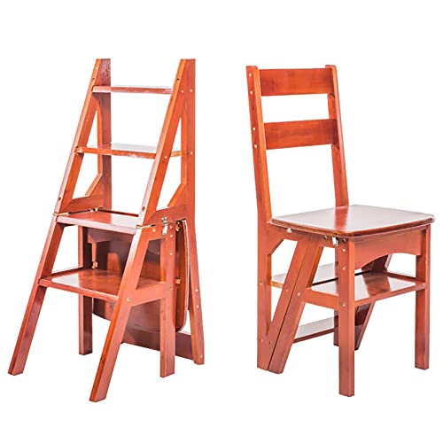 [Multifunzionale] Questa scala funge da scala pieghevole in legno, una sedia in legno con schienale e un piccolo espositore per piante e libri. Perfetto per varie impostazioni tra cui Balco