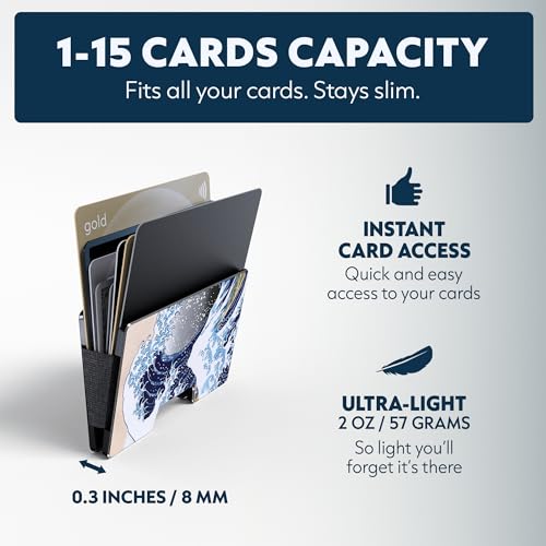 Image of Slim RFID Blocking Card Holder & Money Clip - Aluminum Wallet for Men & Women - Front Pocket Metal Minimalist Wallet Holds 15 Cards - Credit Card Holder - Durable, Lightweight, Unique Engraved Design