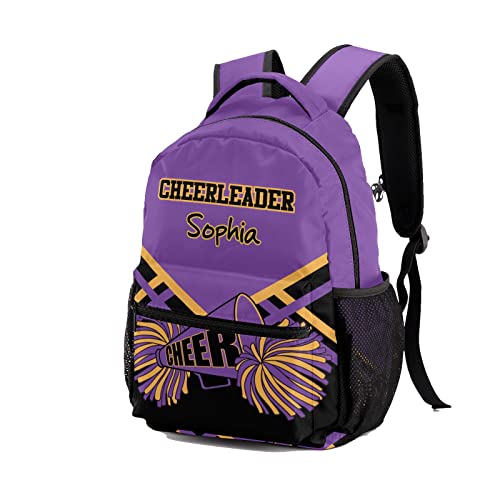 Customized Cheerleader Purple Waterproof Backpack with Name for Hiking Camping Picnic 12.2(L)x5.9(W)x16.5(H)inch2