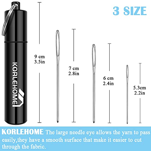 Korlehome Yarn Needles,15 Pcs Large Eye Blunt Needles ,Crafting Needles,Weaving Needles Black K01 K01 #TOP2