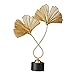 Produktbild Fenteer Metall Blätter Deko, Gingko Blatt Skulptur mit Holz Basis, Handcrafted Kunst Statue für Wohnzimmer Flur Schlafzimmer Desktop Decor, Housewarming Geschenk