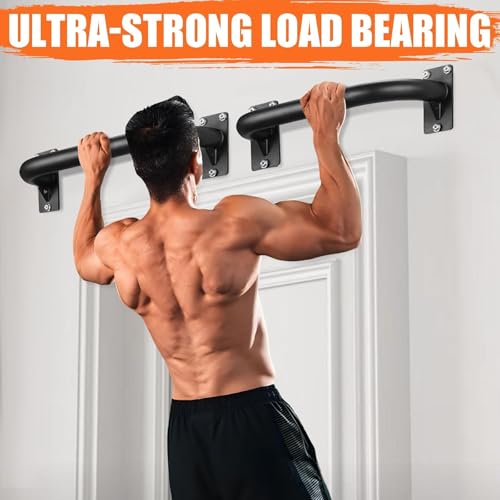 Image of TYB 2PCS Wall Mount Doorway Pull Up Bar, Heavy Duty Strength Training Chin Up Bars, Door Frame Pull-Up Bars Ceiling Wall Mounted, Thick steel Sturdy Hanging Pull-up Bar for Home Gym Workout (Black, 2PCS Wall Mount)