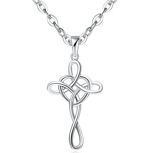 Jude Jewelers Stainless Steel Love Knot Heart Shaped Cross Pendant Necklace3
