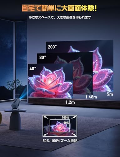 undefined プロジェクター 小型【2025年新登場!20000LM・270°回転・4K対応・最新Android TV搭載】1080P プロジェクター 天井投影 Wi-Fi6瞬間接続 50%ズーム機能 自動台形補正 Bluetooth5.3 ホームプロジェクター 家庭用 高輝度 短距離投影 軽量 スマホ/パソコン/PS機/DVD接続可 スタンド一体型 プレゼント 日本語取扱説明書 の商品画像 6