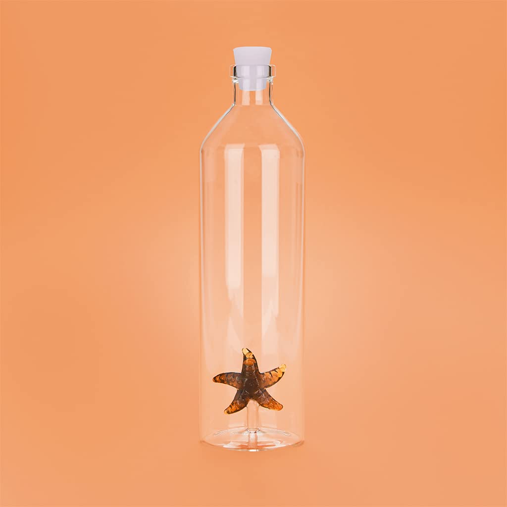 Balvi Bottiglia Atlantis Starfish Bottiglia da Acqua 1,2L Figura fissata all'Interno Tappo in Silicon