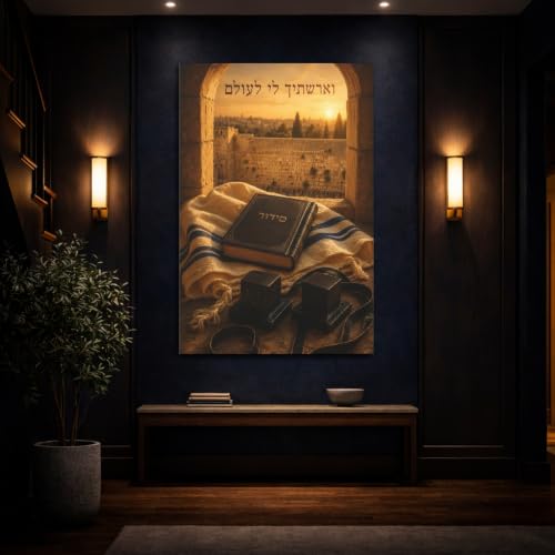 Toile Ve'erastich Li Le'olam 40x60 cm | Tableau d'Art Vertical Haut de Gamme pour Salon
