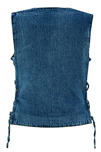 Vance Leather USA Women's Sleeveless Denim V Neck Vest With Conceal Carry Pockets3