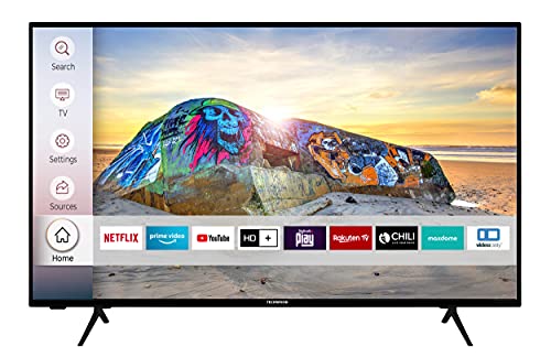 Techwood U50T60F 50 Zoll Fernseher/Smart TV (4K Ultra HD, HDR Dolby Vision, Triple-Tuner) - 6 Monate HD+ inklusive [2022] [Energieklasse G], Schwarz Cover