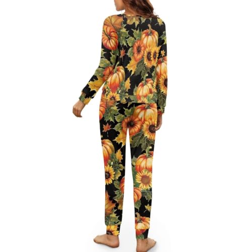 Image of Women's Pajamas Set Soft 2 Piece Loungewear Long Sleeve Pj Set Matching Sleepwear with Pockets for Women Plus Size