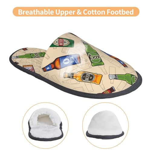 Beer Bottles Seamless Pattern Slippers for Women Fuzzy House Shoes Anti-Skid Indoor Slipper Gifts for Women Mom Ladies4