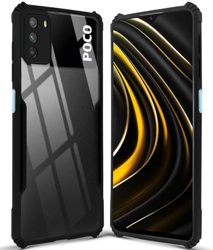 Image of Jkobi Back Cover Case for Poco M3 (Shockproof with Polycarbonate Clear Panel | Professional Black)