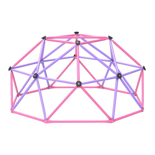 Gardenature 6FT Climbing Dome for Kids 3-8, Jungle Gym for Indoor and Outdoor, Geometric Dome Climber Supporting 440 Lbs Anti-Rust Metal Play Structure, Kids Gift Toys, ASTM Approved, Pink & Purple