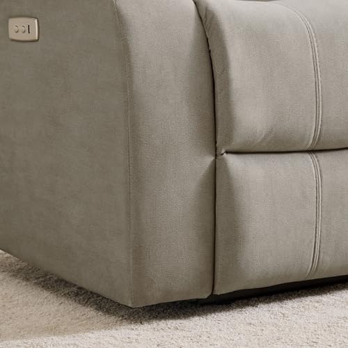 Image of Home Centre | Cairo NXT 3-Seater Electric Recliner Sofa | Fabric Recliner for Living Room | Solid Wood | Beige | 1 Year Warranty
