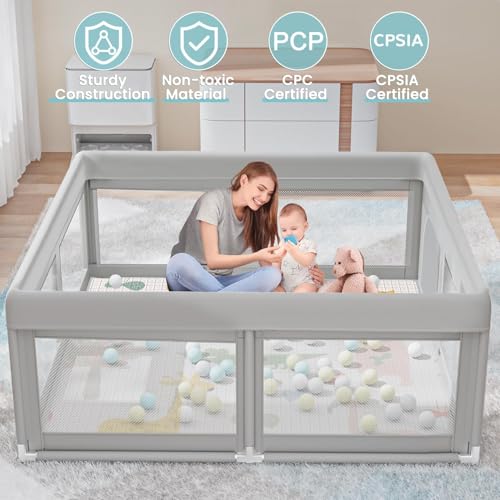 Image of Baby Playpen with Mat Small Playpen for Babies and Toddlers 50 x 50 inch Baby Fence Playards