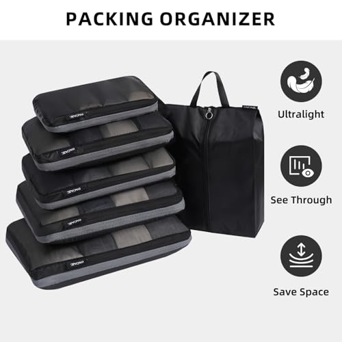 image for BAGAIL 4 Set/6 Set Ultralight Compression Packing Cubes Packing Organi