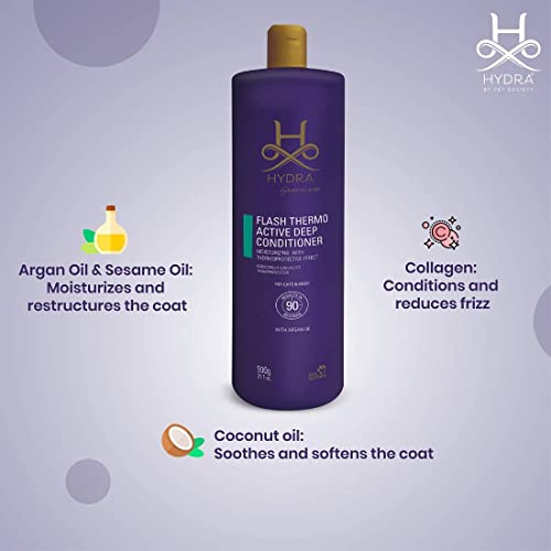 Image of Hydra Groomers Conditioner for Dogs and Cats | Easy Rinse Pet Conditioner with Grape Seed Oil & Oatmeal Extract | Enhances Shine, Softness & Coat Manageability (Flash Active Deep Conditioner)