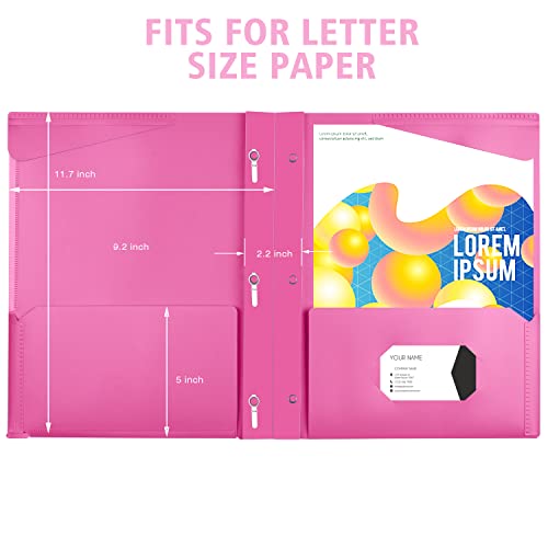Infun Heavy Duty Plastic Pocket Folder With Prongs And Clear Front Pocket - 18 Pack, 3 Prong Folders With Pockets And Card Slot, Assorted Colors Pocket Folders With Prongs For Letter Size Paper #TOP6