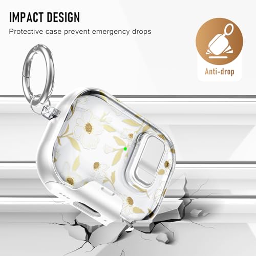 Image of Compatible Airpods Pro 3 Case (2025) with Phone Stand & Cleaner Kit,Cute Flower Print Soft Silicone Lock Clip Apple AirPods Pro 3rd Generation Case, Airpod Pro 3 Cover with Keychain for Women /Girls