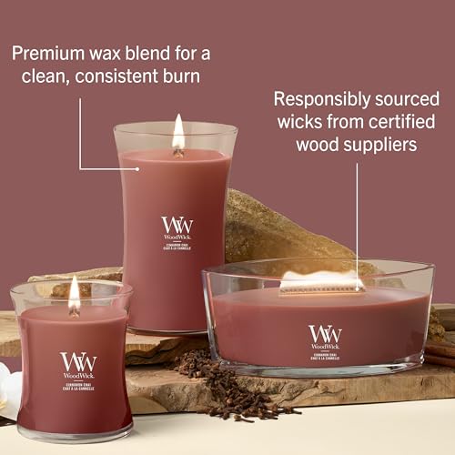 Image of WoodWick Cinnamon Chai Holiday Candle Gifts for Women and Men, 16 oz Ellipse Candle with Crackling Wick