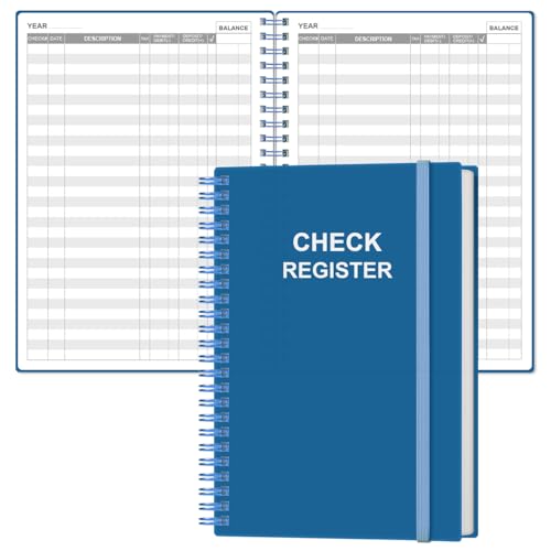 Heveboik Check Registers for Personal Checkbook - A5 Checkbook Register for Personal Checkbook, Expense Ledger Book for Personal and Small Business, Blue