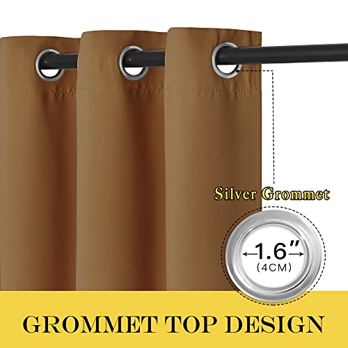 NICETOWN Room Divider Curtain 132 Inches Long, Wide Blackout Sliding Door Curtain for Bedroom, Room Darkening Privacy Window Covering for Patio Door (1 Panel Set, Gold Brown, 80 x 132 Inch)