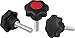 Kipp 06220-40816X30 Black Thermoplastic/Steel Star Grip, M8 External Thread, Style L, Metric, 40 mm Diameter, 30 mm Screw Length, 25 mm Height, Traffic Red Cap Color (Pack of 10)