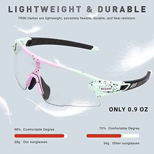 Scvcn Photochromic Cycling Glasses Clear Mtb Glasses Men Women Mountain Bike Glasses Transition Biking Sunglasses Motorcycle Goggles Bicycle Riding Glasses Cycle Road Bike Cycling Sunglasses Dark Gray #TOP3
