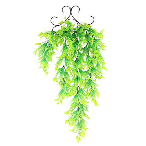 Image of Foliyaj Artificial Green Flower Leaf Vine with Metal Wall Stand | Decoration Items for Living Room | Creeper for Wall Decor (Length 70 cm + 1 Metal Wall Stand)