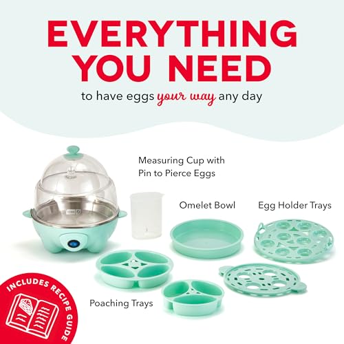 Image of Dash Deluxe Egg Cooker - Boiler, Poacher & Steamer - Includes Measuring & Recipe Guide - Dishwasher Safe - BPA Free - Holds 12 Eggs, Aqua