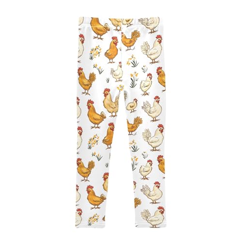 Rooster Hen Chicken P Girls Leggings Athletic Pants Tights Stretch Bottom2