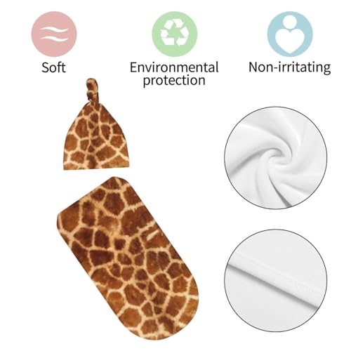 Image of Personality 3D Print Giraffe Newborn Swaddling Blanket Beanie Hat Funny Blanket Sleeping Bag New Born Sleep Sacks for Boys Girls