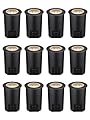 LEONLITE 12-Pack 3W Well Lights Landscape LED In Ground, 320LM 12-24V AC/DC Low Voltage, CRI90 IP67 ETL Listed Inground Well Lights Outdoor, Black Aluminum Housing, Embedded Parts Included, 3000K