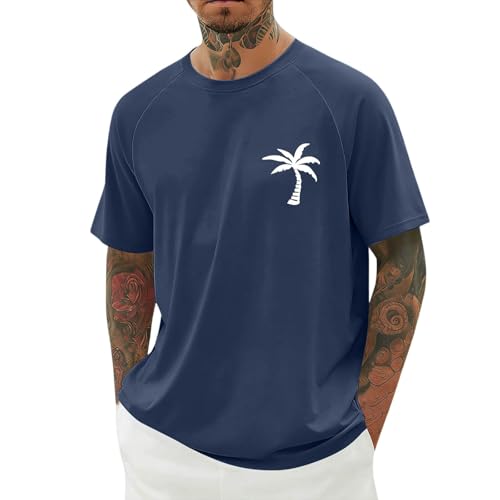 Maglietta da Uomo Estivo T Shirt Oversize ad Asciugatura Rapida e Traspiranti Girocollo Top a Maniche Corte Gym Tshirt con Stampa Palmen Tropicali Camicia Casual Sport Magliette Sportiva Funzionale
