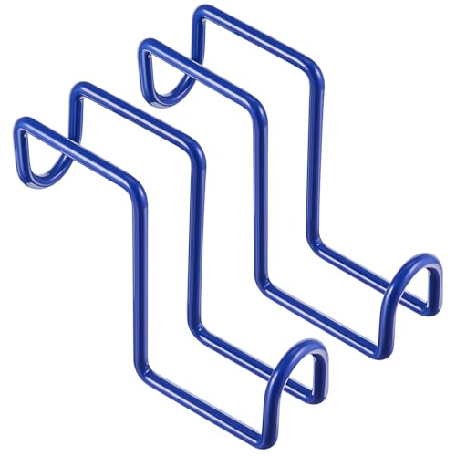 Dunzy 2 Pcs 4 Inch Tack Hook Over Rail Bridle Hooks Heavy Duty Horse Water Bucket Hangers Metal Stall Hooks for Horses Tough Horse Halter Rack for Fishing Saddle Fence Door Holder (Blue)