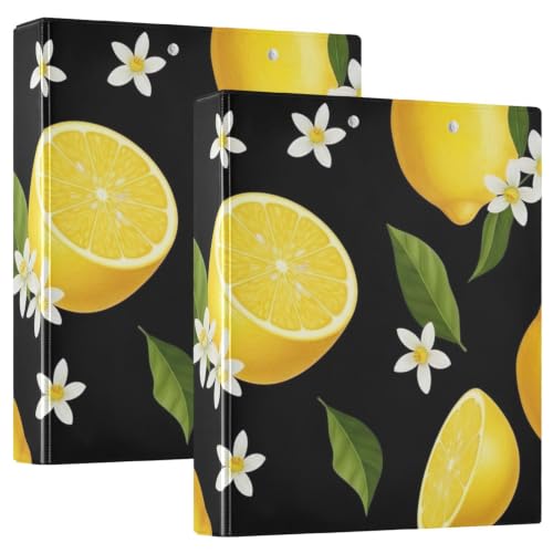 Classeur à trois anneaux Lemons en format flexible avec poches intérieures de rangement Ex2