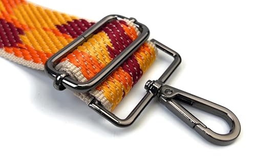 Image of Purse Strap Replacement for Crossbody Bags & Handbags | Premium Webbing with Gunmetal Black Hardware Clip-On Installation Adjustable Length Comfortable Wide Guitar Style Strap