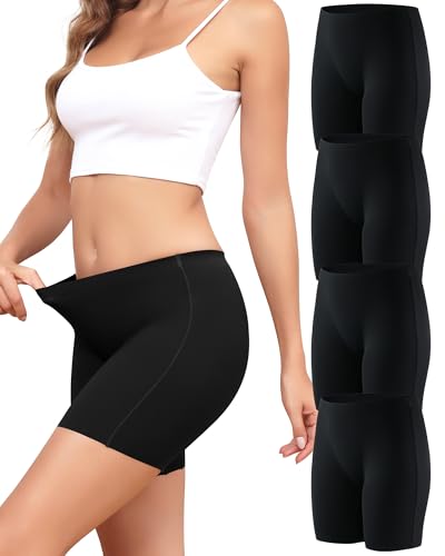 Aijolen Boxer Mujer Pantalon Antirozaduras Bragas Pantalónes Shorts Braguitas Cintura Media Cortos Culotte Shorts con Entrepierna Suave Pack de 4
