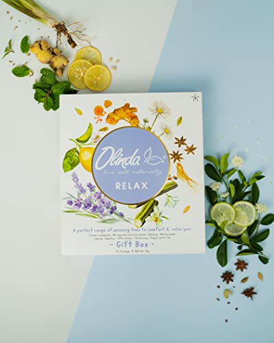 Olinda Relax Tea Gift Boxes, 270 Tea Bags, Turmeric Cardamom, Matcha Ginger, Moringa Aloe Vera Rose, Jasmine, Throat Easy, Organic White Tea, Digestive Tea & After Dinner Teas - 6 Boxes #TOP2