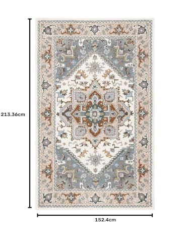 Image of 5x7 Ft Woolen Area Rug - Thick Traditional Hand-Tufted Carpet for Modern Bedrooms & Living Spaces