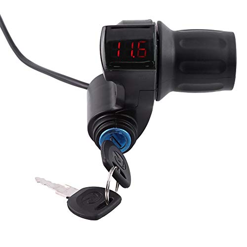 Image of Tbest Electric Throttle,Ebike Throttle,Universal E-Bike Throttle Grip Electric Bike Motor Scooter Speed Controller & Cable Set, 12V-99V Half Wrist Twist Grip Throttle Handle with LED Display Key Knock