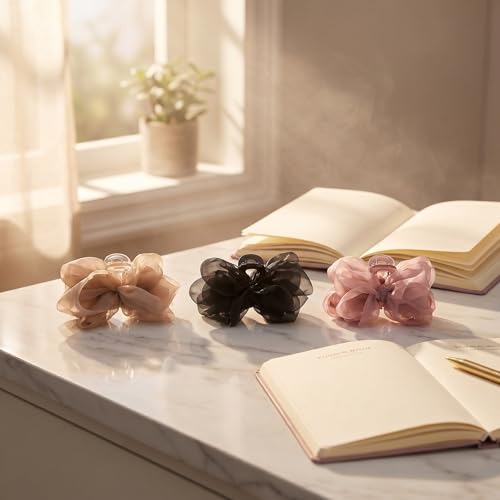 Set de 3 pinzas para cabello con moño de organza miniatura 4